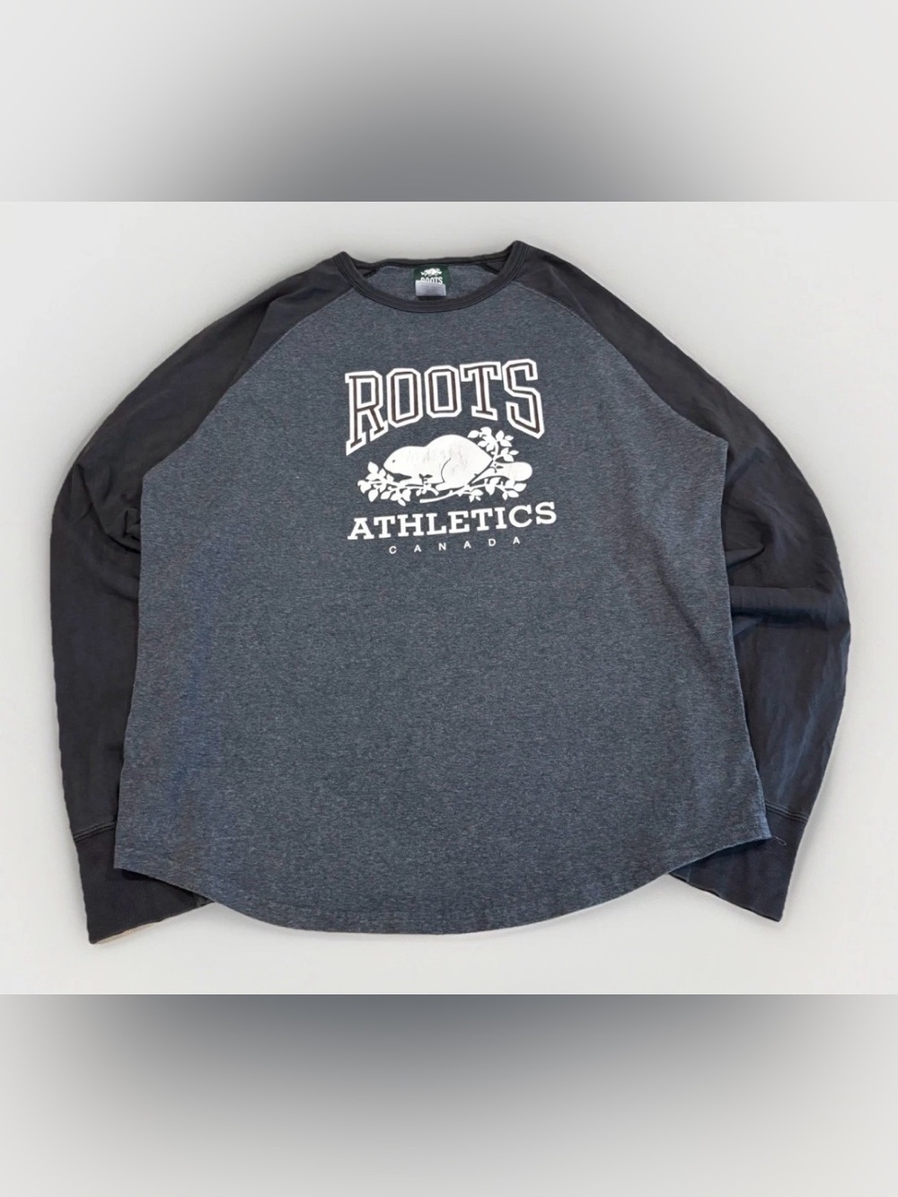 Vintage Roots Raglan Long Sleeve Shirt Size Large Made In Canada Gray